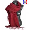 Pashmina acrylique uni bordeaux fabriqué en France