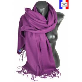 Pashmina acrylique uni prune fabriqué en France