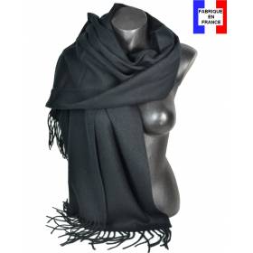 Pashmina acrylique uni noir fabriqué en France