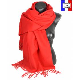 Pashmina laine uni rouge fabriqué en France