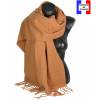 Pashmina laine uni camel fabriqué en France