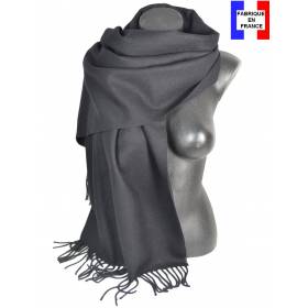 Pashmina laine uni noir fabriqué en France