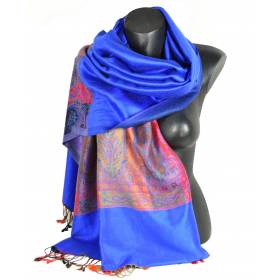 Pashmina indien bleu electrique